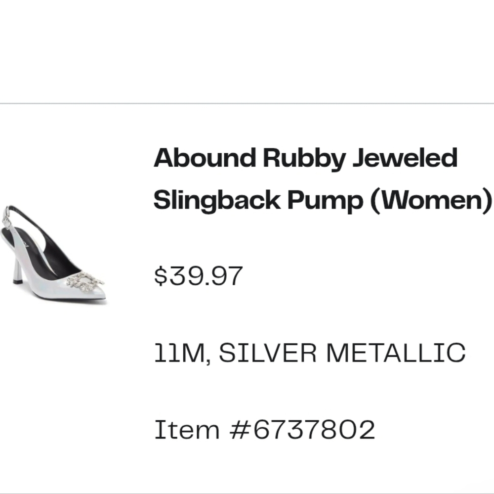 Abound Silver Metallic Jeweled Slingback Heels SIZE 11M BRAND NEW WITH BOX